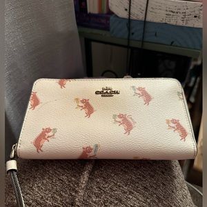 Coach wristlet wallet dancing pigs